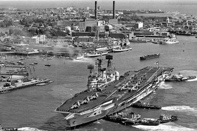HMS Ark Royal visiting Portsmouth in June 1972 - a marvellous photograph from Mike Nolans collection.