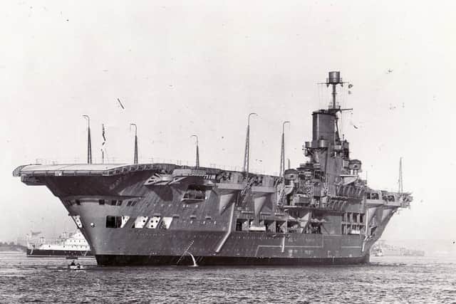 The third HMS Ark Royal in Portsmouth Harbour in November 1938