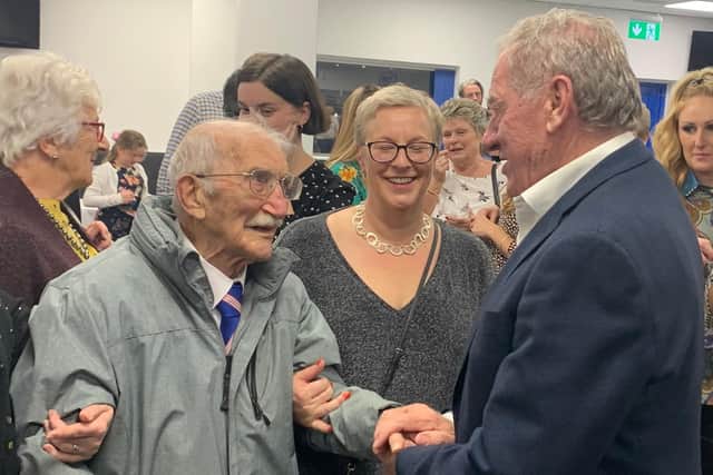 Milan Mandaric joined John Jenkins for his 100th birthday party on Saturday night