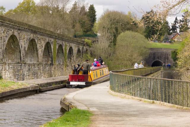 Chirk Aqueduct and railway viaduct.