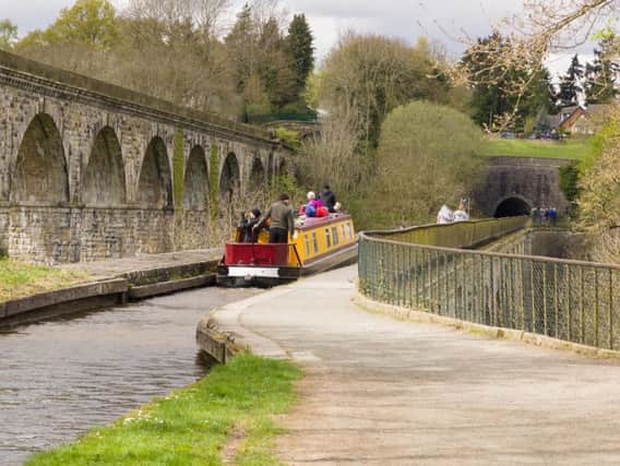 Chirk Aqueduct and railway viaduct.