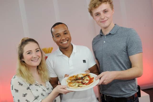 Pictured is: (l-r) Abby Burnett (21), Enwezor Nzegwu and Tobias Woodward (20).  Picture: Sarah Standing (161630-8723) PPP-160912-203429001