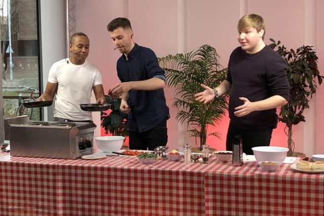 Enwezor Nzegwu from the Great British Bake Off of 2014, with University of Portsmouth students.Picture: Tamara Siddiqui