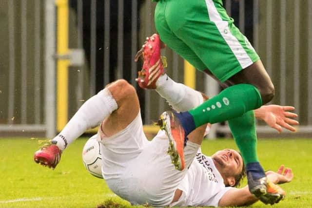 Matt Tubbs took a tumble to earn the Hawks a penalty in their FA Trophy win over Dorking