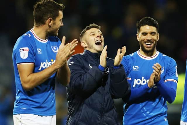 Danny Rose, right, shares a joke with his team-mates after the victory over Plymouth. Picture: Joe Pepler