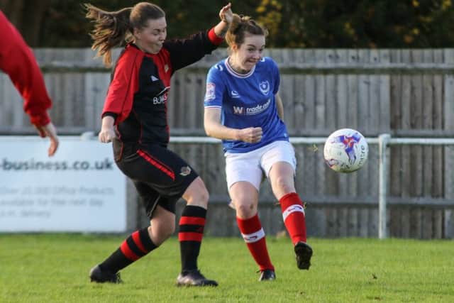 Samantha Quayle scored twice for Pompey Ladies. Picture: Jordan Hampton