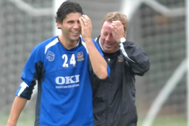 Dejan Stefanovic, left, with former Pompey boss Harry Redknapp