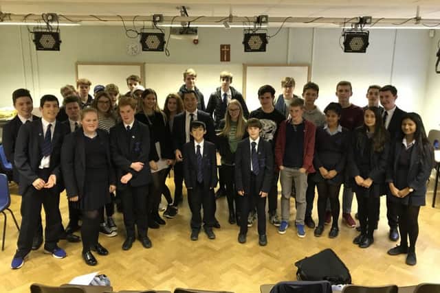 Alan Mak MP with students from Oaklands Catholic School.