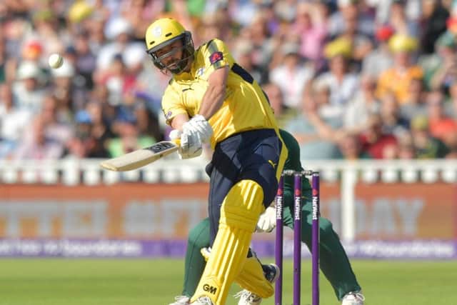 Hampshire's James Vince hits a six during the NatWest T20 Blast Finals Day at Edgbaston, Birmingham. PPP-170309-212743001