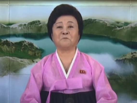 The missile test is announced on Korean TV