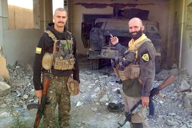 Ollie Hall (left) was killed clearing mines after going to Syria to fight Islamic State . Picture: Kurdistan Solidarity Campaign