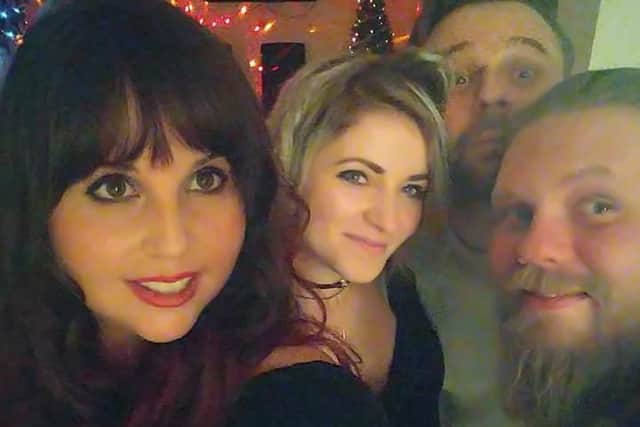 Cheryl Gibbs knows how to throw the perfect Christmas party. Here she is at last year's extravaganza, far left, with sister-in-law Victoria Reed, husband Matt and brother-in-law Luke Kingston