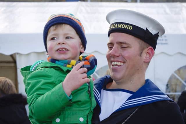 Families welcome HMS Diamond home. Picture: Joe Cater/RN