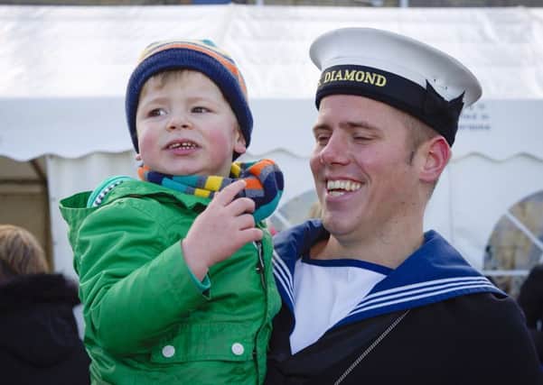 Families welcome HMS Diamond home. Picture: Joe Cater/RN