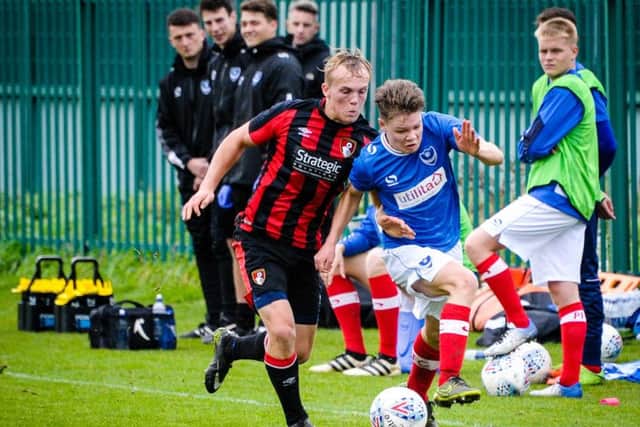 Oscar Johnston scored a goal for Pompey Academy against Cheltenham Town. Picture: Colin Farmery