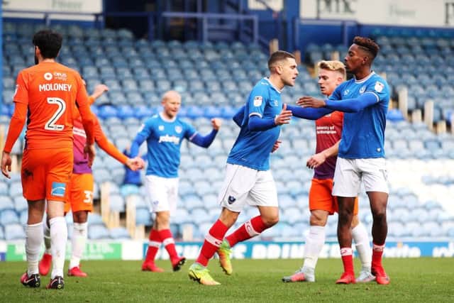 Stuart O'Keefe scored Pompey's second goal in the win against Northampton Picture: Joe Pepler
