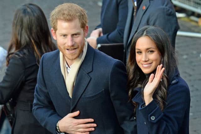 Months of gossiping ahead... Prince Harry with fiancee Meghan Markle. Picture: Joe Giddens/PA Wire