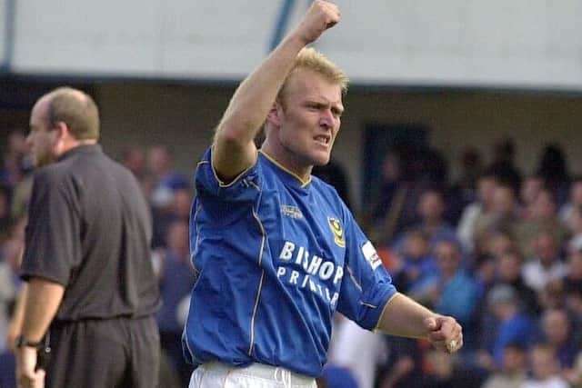Robert Prosinecki celebrates a goal for Pompey