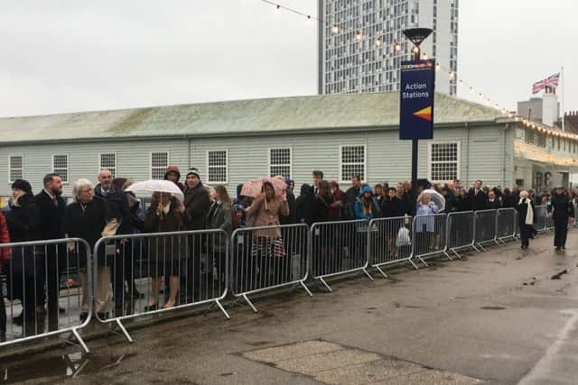 Crowds are already starting to form at the dockyard and naval base Picture: Tom Cotterill
