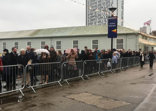 Crowds are already starting to form at the dockyard and naval base Picture: Tom Cotterill