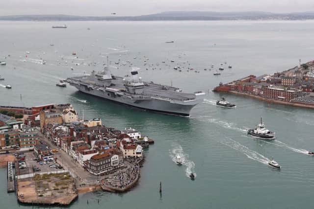 HMS Queen Elizabeth coming into Portsmouth for the first time in August Picture: L/Phot Kyle Heller