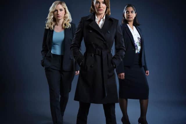 Sarah Parish as Elizabeth Bancroft, Faye Marsay as Katherine Stevens and Amara Karan as Anya Karim.
