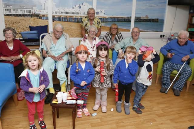 Children from Little People's Nursery with patients at QA Hospital  Picture: Habibur Rahman