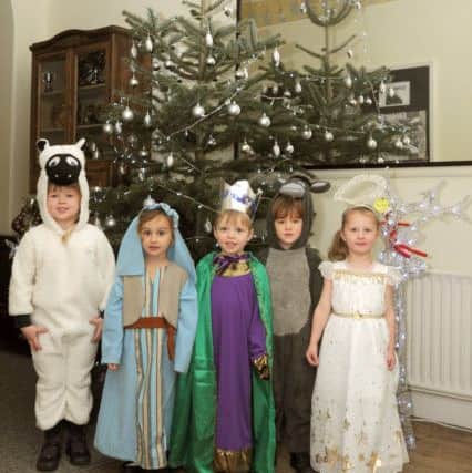 Kingscourt School, Catherington Nativity. From left: Georgia Marphett, 
Beatrice Martin, Henry Cole,
Charlie Holland and Willow Quewby