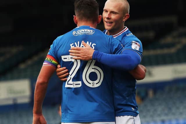 Curtis Main congratulates Gareth Evans following his goal in the 2-0 win against Northampton in the last round of the Checkatrade Trophy