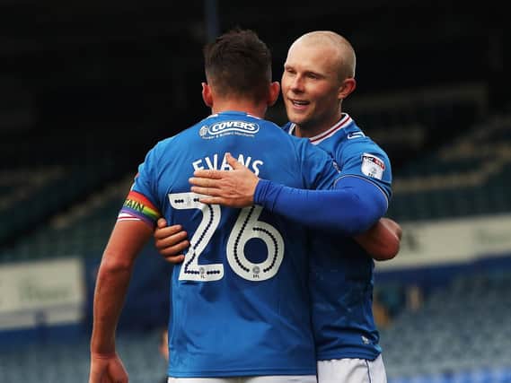 Curtis Main congratulates Gareth Evans following his goal in the 2-0 win against Northampton in the last round of the Checkatrade Trophy
