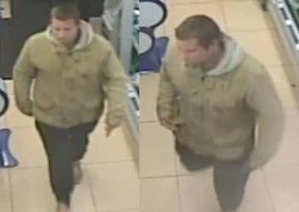 CCTV images of a man police would like to speak to.