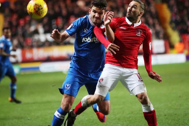 Gareth Evans in action for Pompey against Charlton yesterday Picture: Joe Pepler