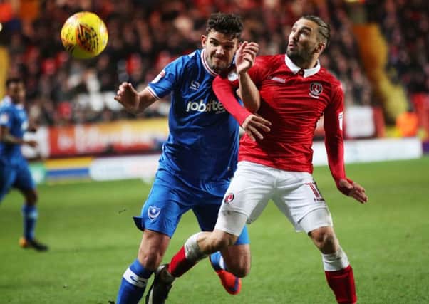 Gareth Evans in action for Pompey against Charlton yesterday Picture: Joe Pepler