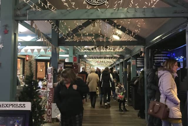 The boardwalks at Port Solent this evening, as visitors enjoyed the Festival of Christmas