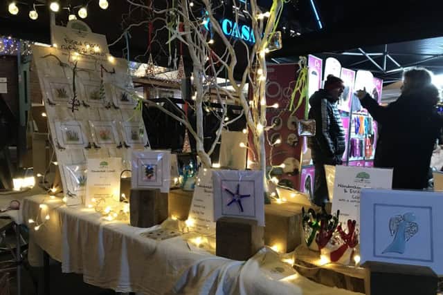 Nikki Ryce's Glassroot Studio stall at Port Solent's Festival of Christmas