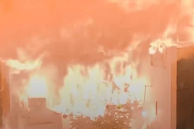 The video shows the terrifying speed at which fire can spread