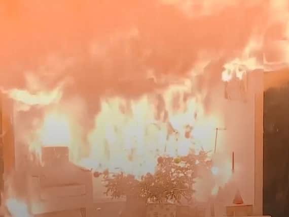 The video shows the terrifying speed at which fire can spread