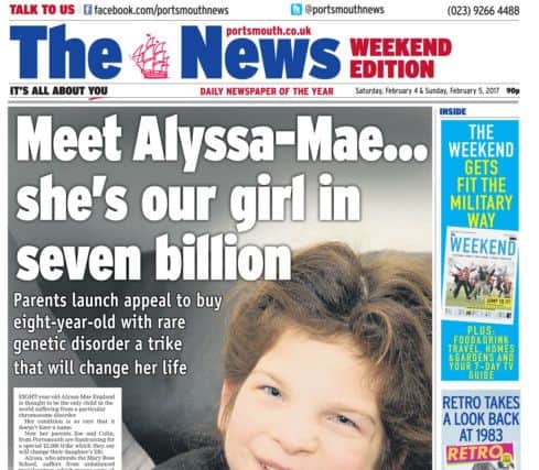 Readers were overwhelmed by the story of Alyssa-Mae England who has a very rare congenital condition