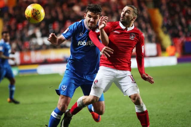 Gareth Evans cross into the box led to Pompeys winner at Charlton on Saturday
