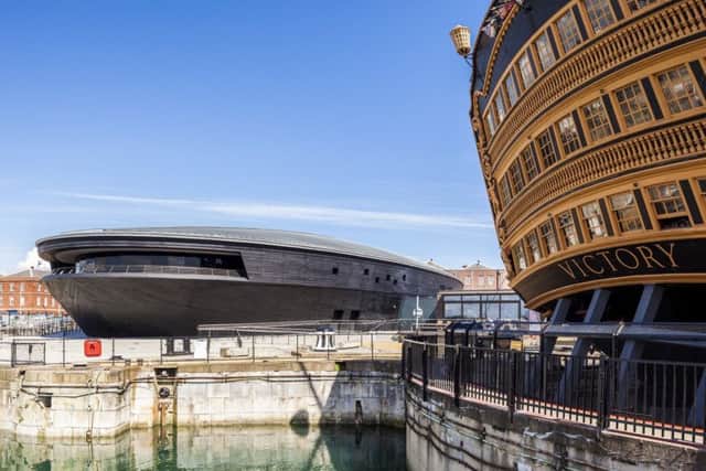 The Mary Rose Museum with HMS Victory in the foreground