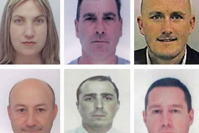 Top, from left, Susanne Green, Stephen Maish, Michael Perry. Bottom, from left, Michael Myatt, Daniel Weidner and Arthur Lee