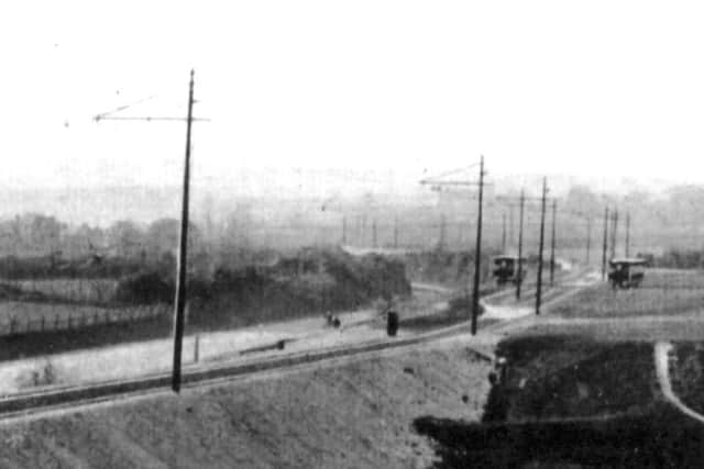 A 1903 picture showing 'Point A on the Portsdown & Horndean Light Railway where two former horse tram cars acted as shelters.
Picture: Barry Cox Collection