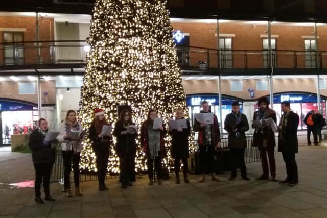 Carol singers at Gunwharf Quays