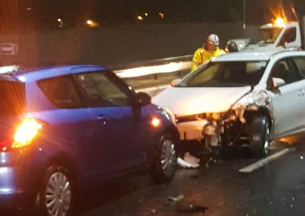 Two of the vehicles which collided on the M275 last night. Picture: Dareen Ali