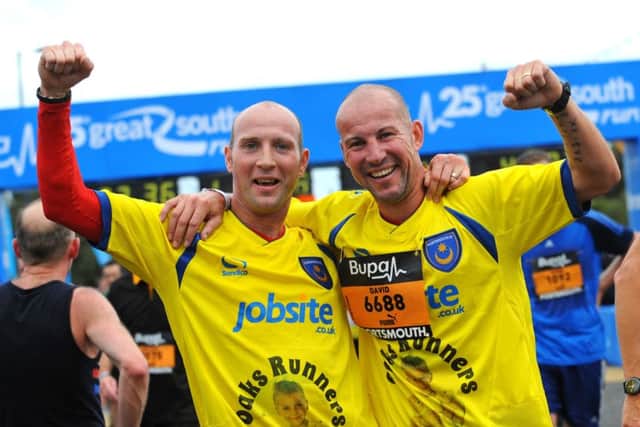 Dave Waterman, right, and his brother Lee following a Great South Run effort in Oakley's name. Picture: Allan Hutchings (143044-319)