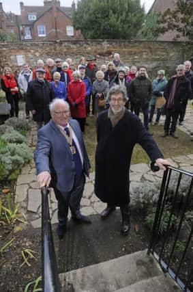 Peter Hammond and the deputy mayor of Havant, Councillor Peter Wade with supporters at the reopnening of the Havant Gazebo Garden following its restoration     
Picture: Ian Hargreaves (171682-1)