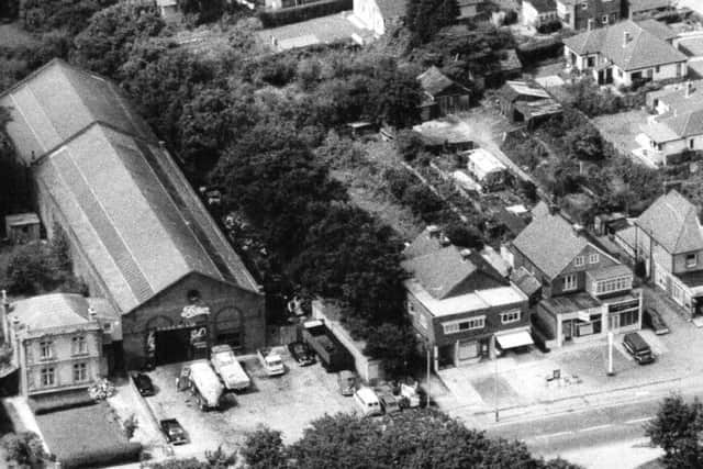 The former Portsmouth and Horndean Light Railway tram shed and depot alongside London Road, Cowplain, in the 1960s.  Picture: Mike Davies