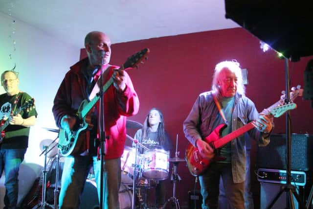 The Undergroundhogs playing at the Christmas party of original The Groundhogs founder Tony McPhee, far right, who joined them for a couple of numbers