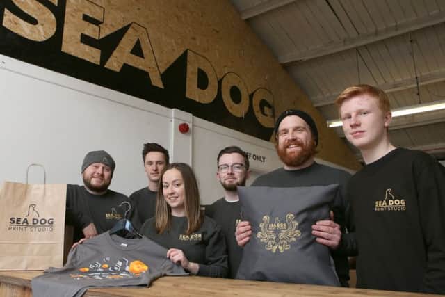 Sea Dog Print Studio staff, Stu Linfield, Joff Reid, Jenna Boyson, Josh Willis, James Mankiewicz and Luca Mankiewicz.
Picture by Habibur Rahman