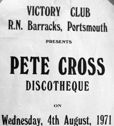 An early Pete Cross gig at the Victory Club in the naval barracks